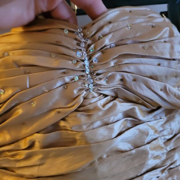 Lenovia Strapless Gold Ruched Gown size XL - Picture 3 of 9